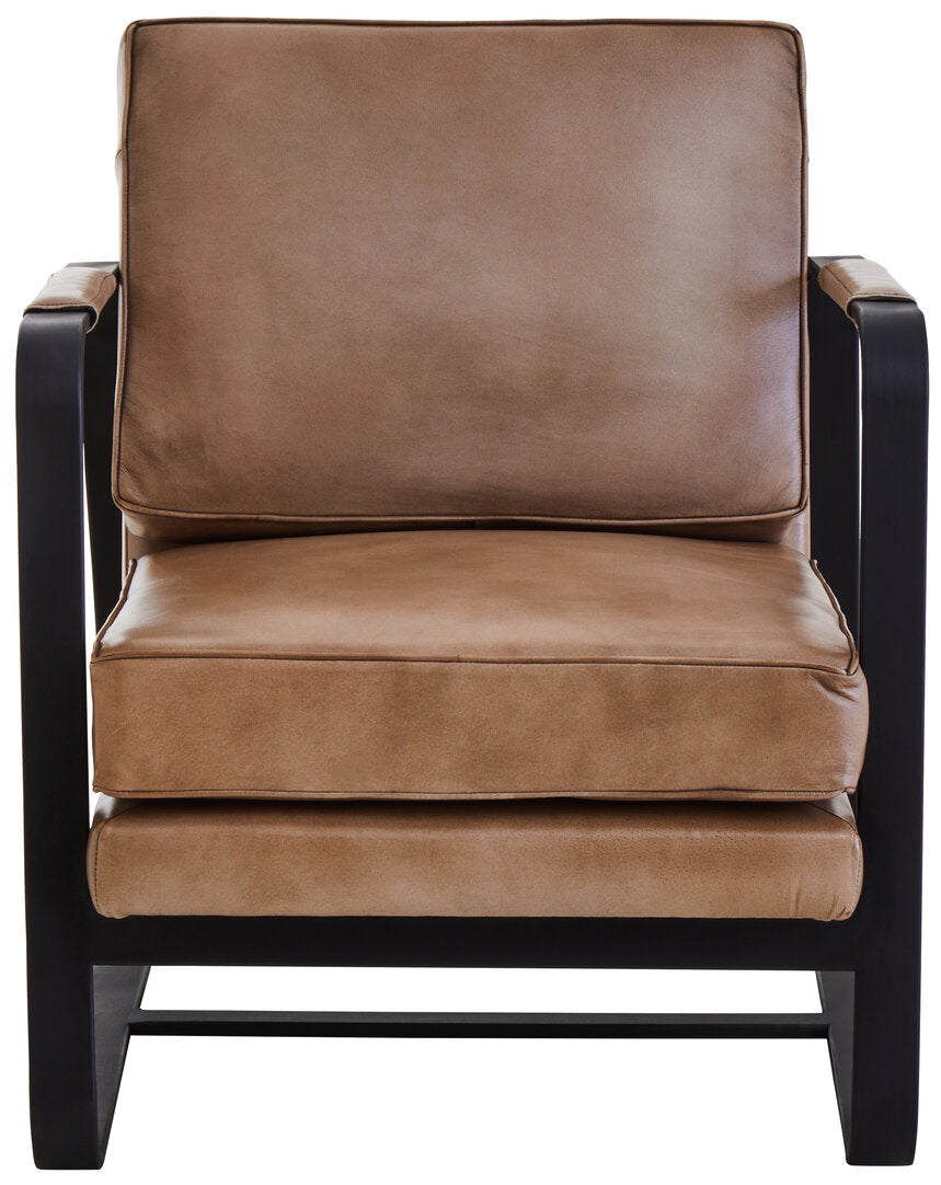 Buffalo Grey Leather Armchair With Black Iron Frame