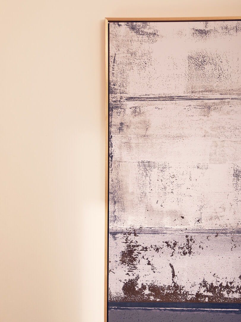 Grey Abstract Wall Art with Gold Foil – Vertical Workspace Statement Piece with Textured Finish