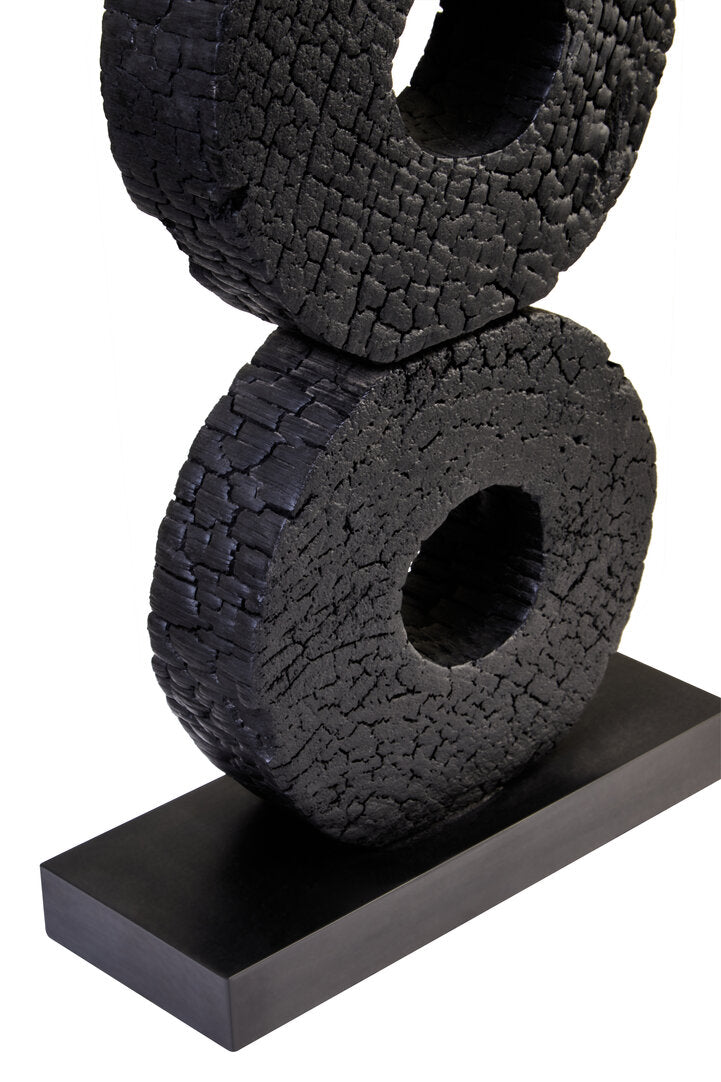 Fidel Large Charred Black Mango Wood Log Candle Holder