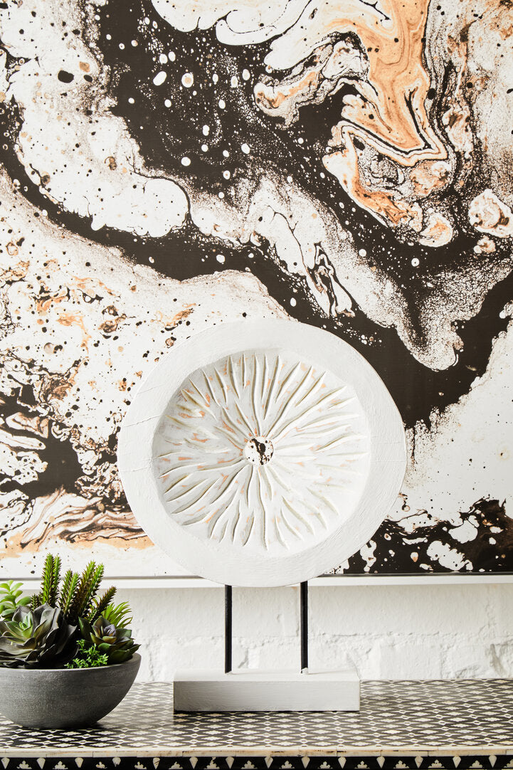 Fidel Small Distressed White Mango Wood Sculpture