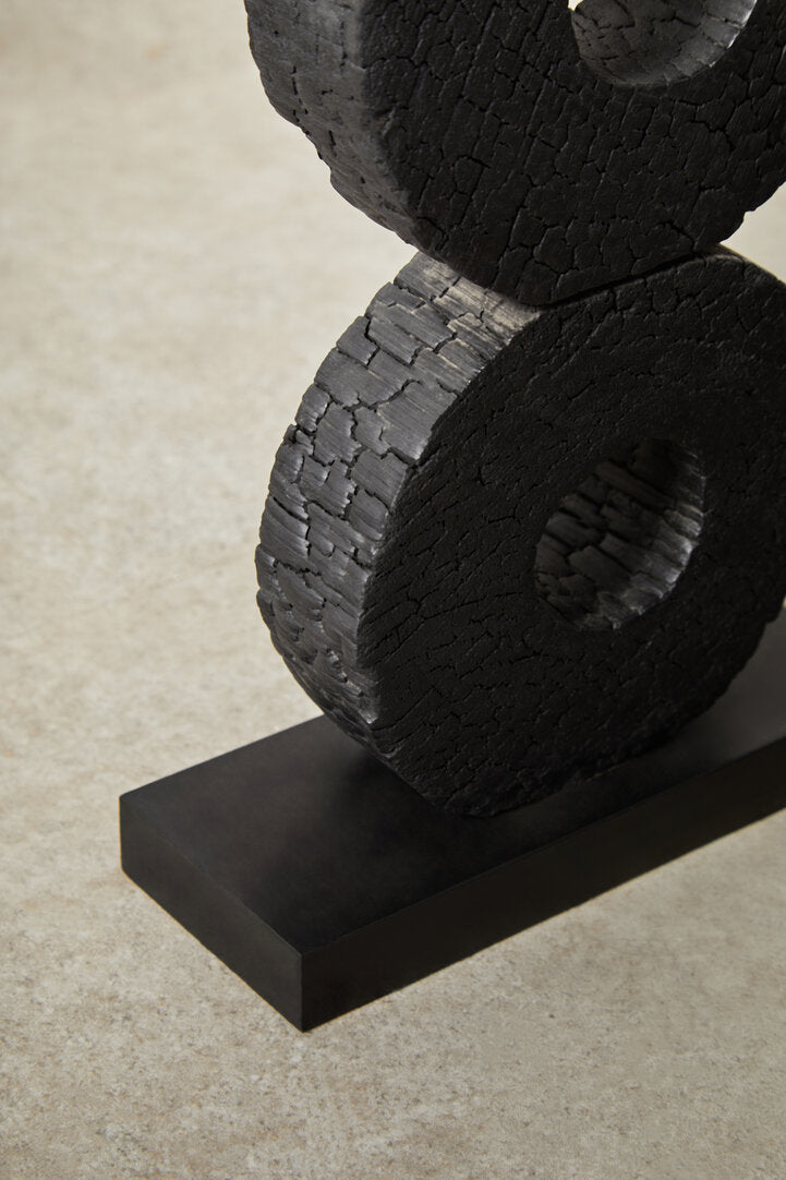 Fidel Large Charred Black Mango Wood Log Candle Holder