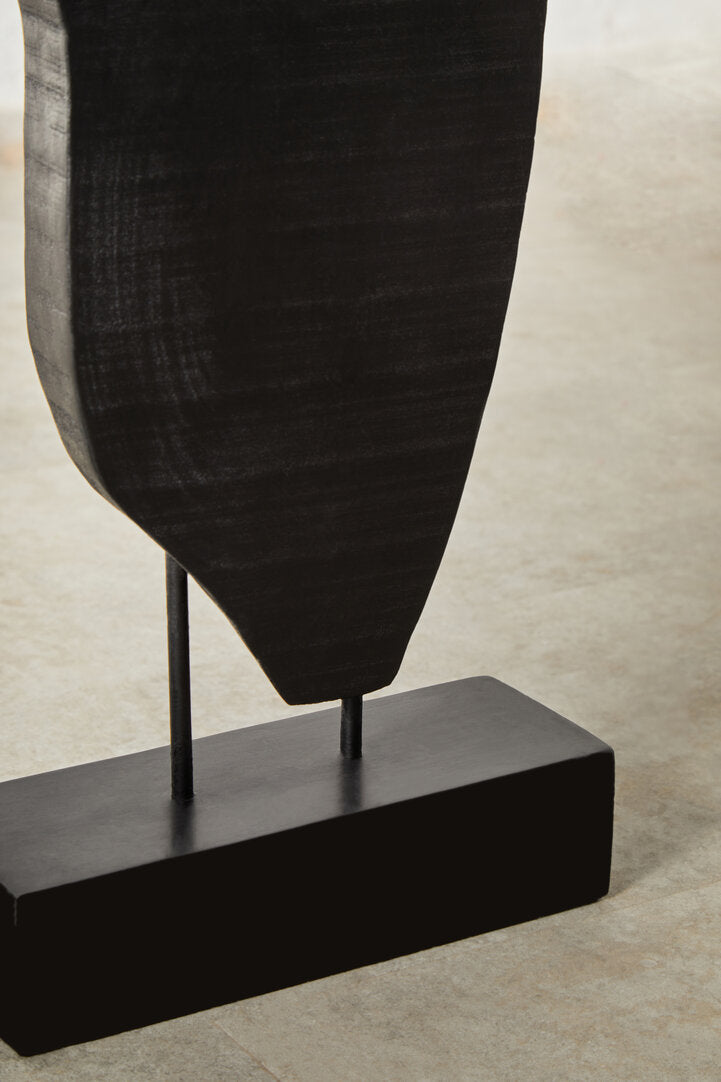 Fidel Rustic Black Vertical Mango Wood Slice Sculpture