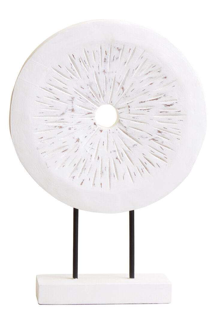 Fidel Small Distressed White Mango Wood Sculpture