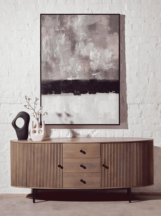 Torello Three Drawer Grey Mango Wood Sideboard