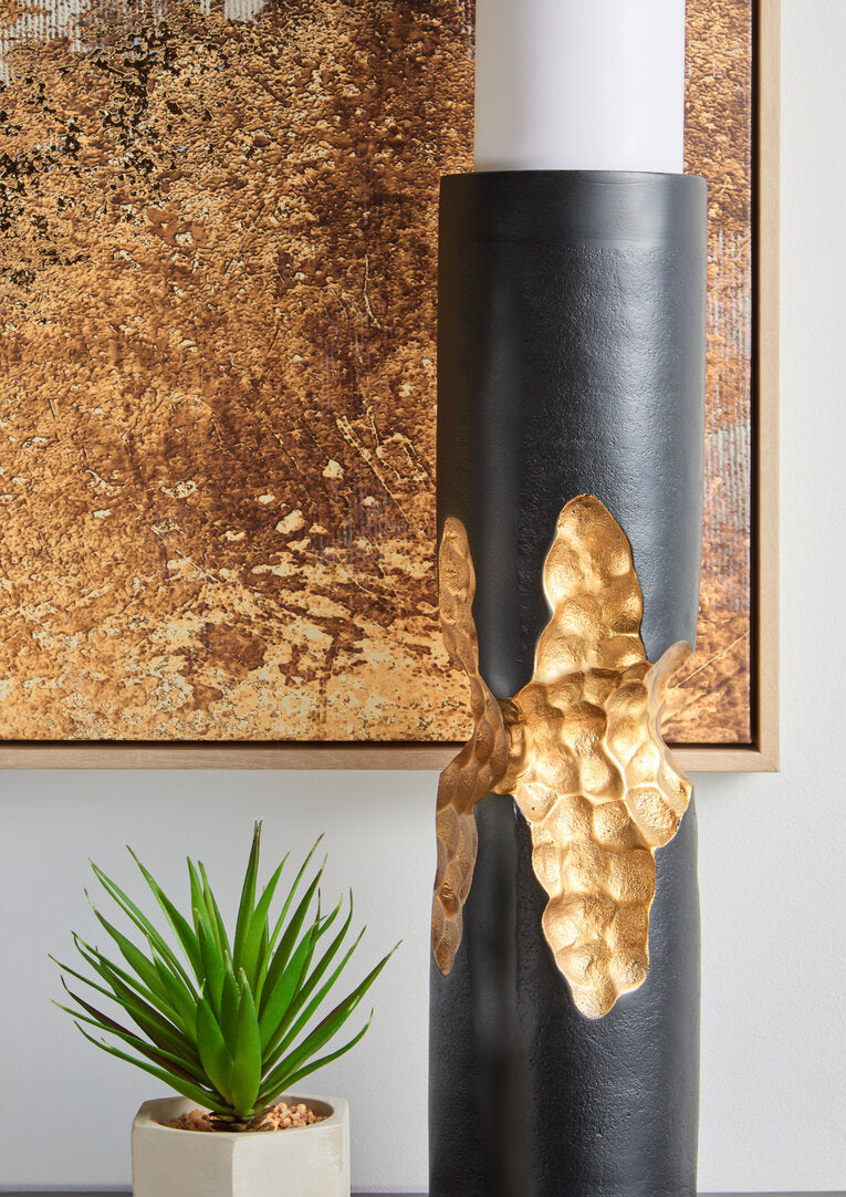 Abstract Wall Art with Gold Foil – Contemporary Workspace Statement Piece with Textured Finish