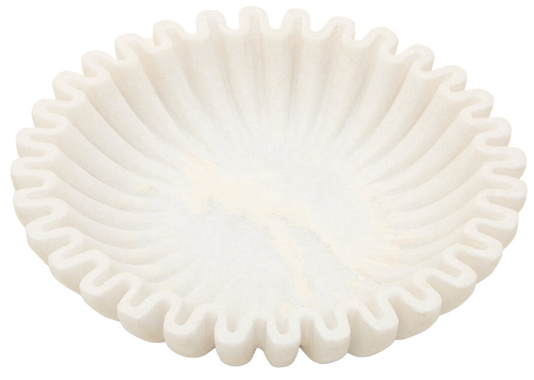 Savio Small White Fluted Marble Bowl