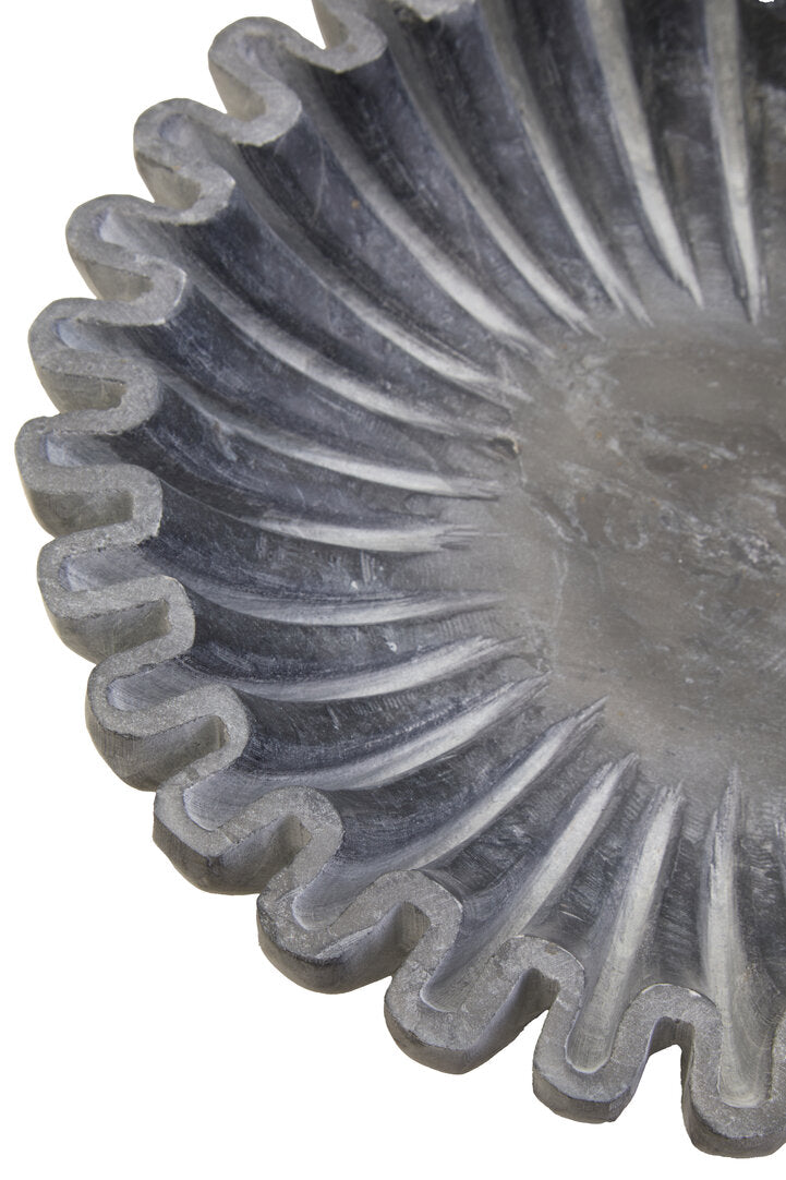 Savio Small Grey Fluted Marble Bowl