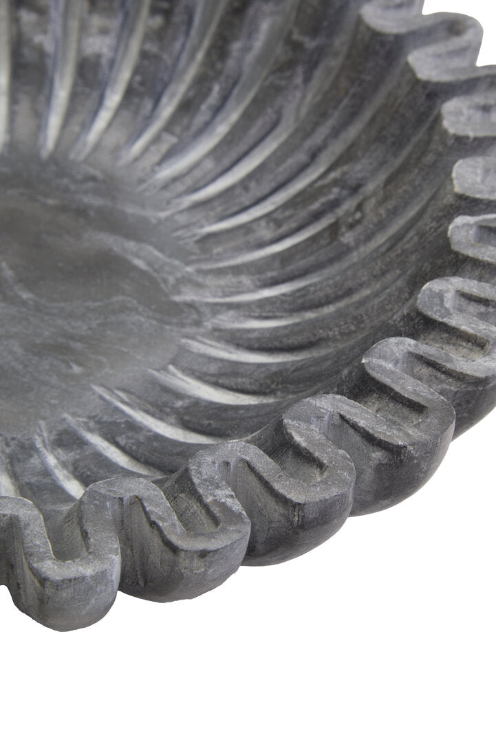 Savio Small Grey Fluted Marble Bowl
