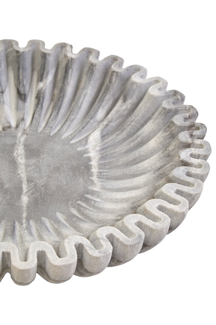 Savio Small Grey Fluted Marble Bowl