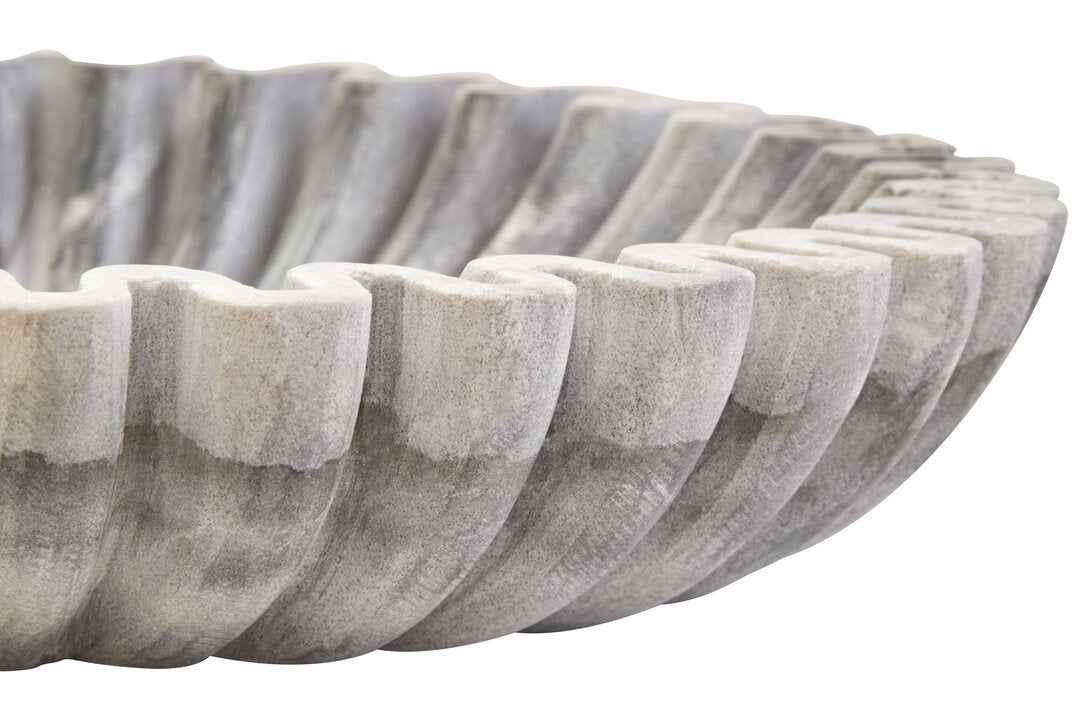 Savio Large Grey Fluted Marble Bowl
