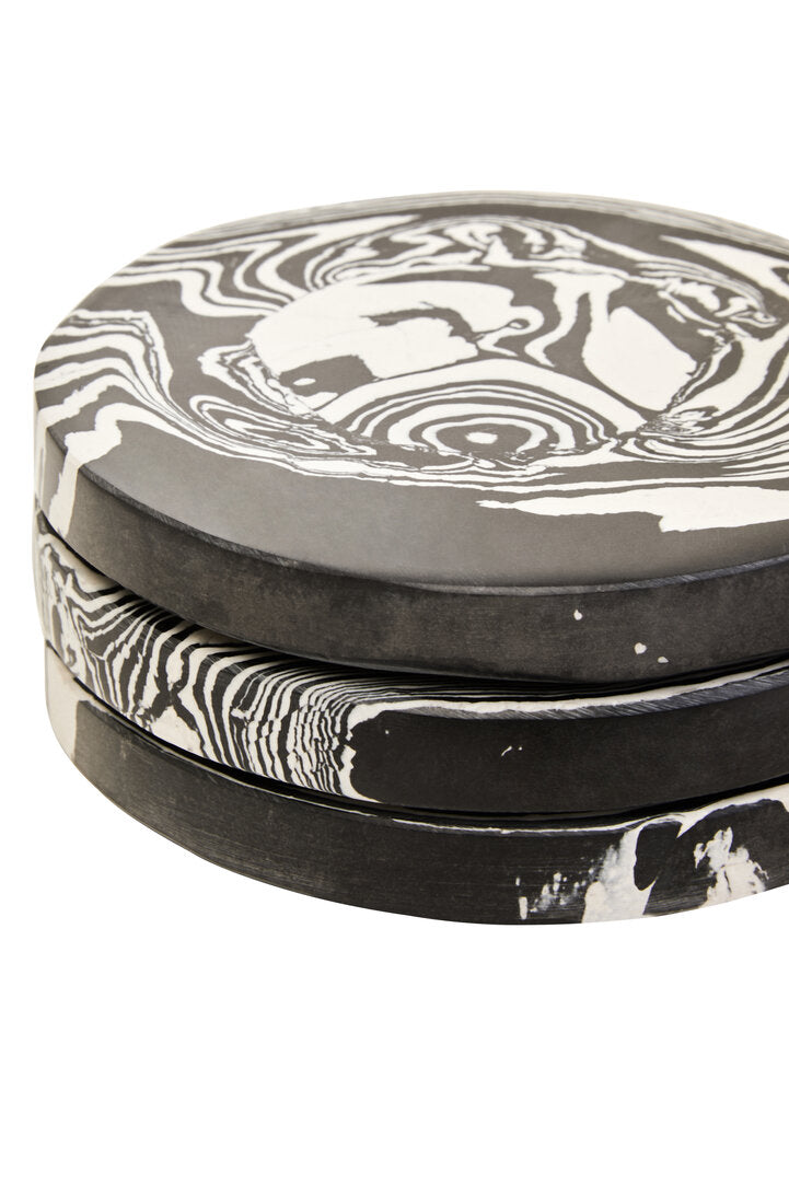 Helsa Set of Four Black And White Marble Coasters