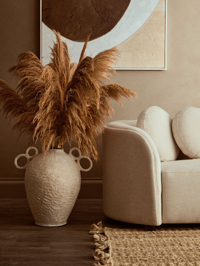 Sanai Cotton Mache Large Vase With Decorative Handles