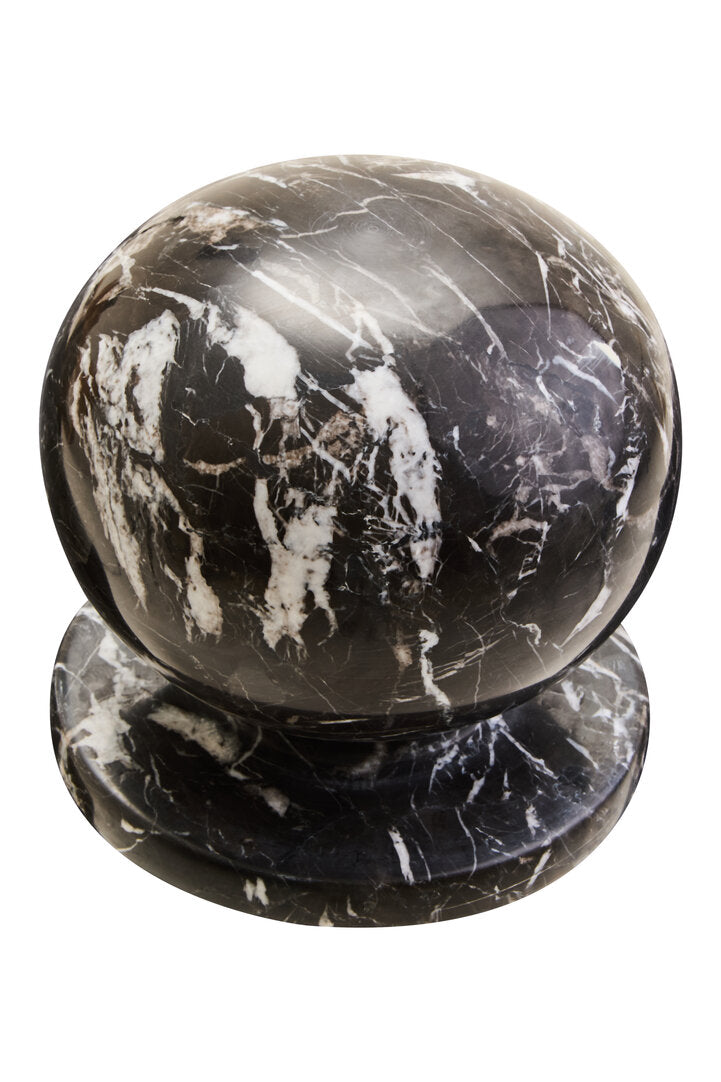 Zoro Black And White Veined Marble Ball Sculpture