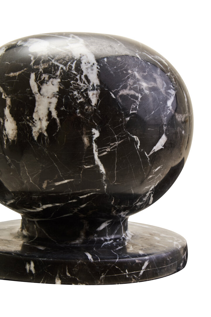 Zoro Black And White Veined Marble Ball Sculpture