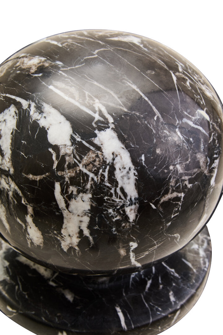 Zoro Black And White Veined Marble Ball Sculpture