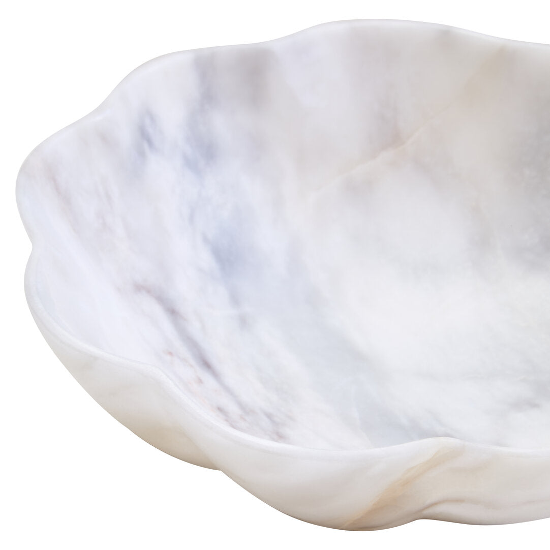 Zoro Small White Marble Scalloped Bowl
