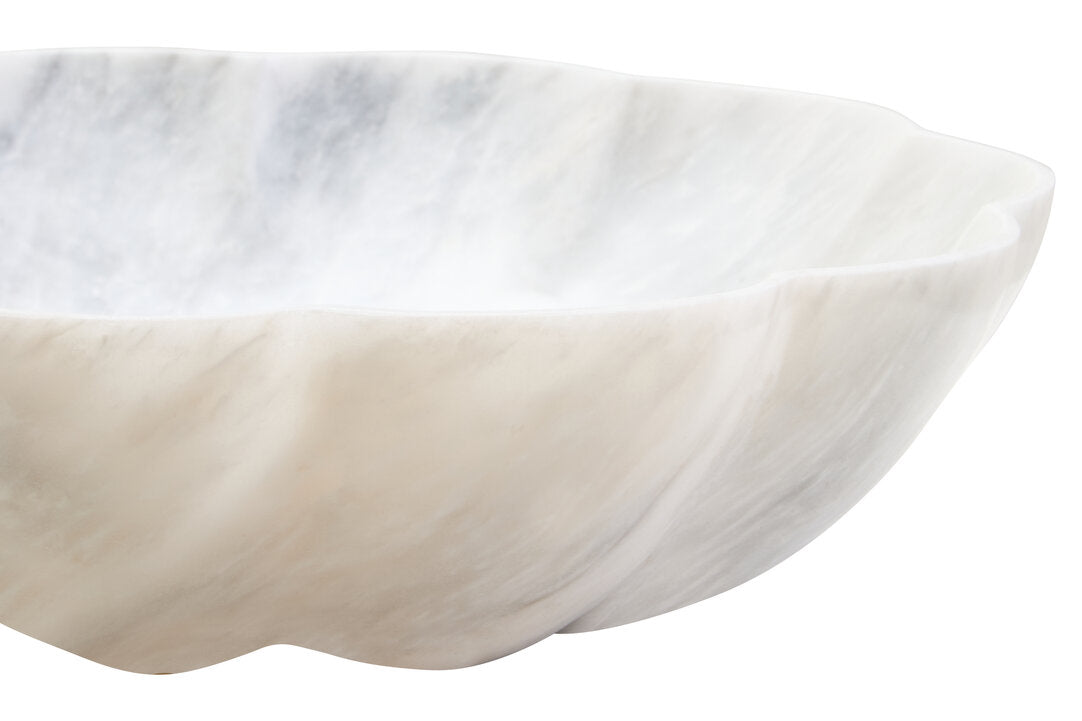 Zoro Large White Marble Scalloped Bowl