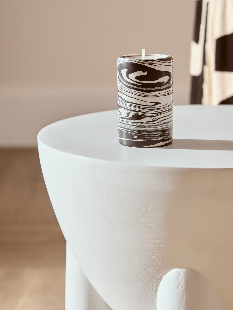 Helsa Black And White Marble Two Way Candle Holder