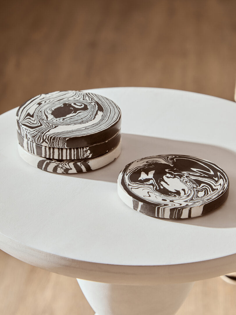 Helsa Set of Four Black And White Marble Coasters