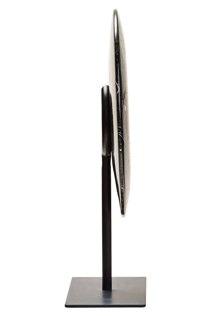 Salmo Small Black Marble Round Disc Sculpture
