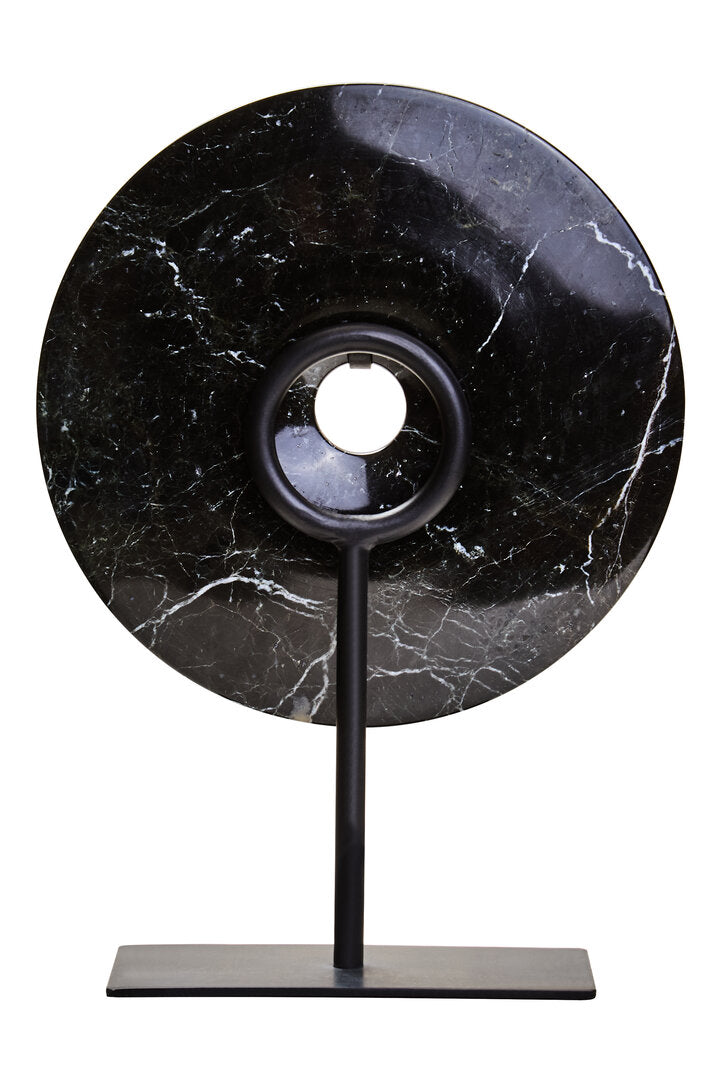 Salmo Small Black Marble Round Disc Sculpture