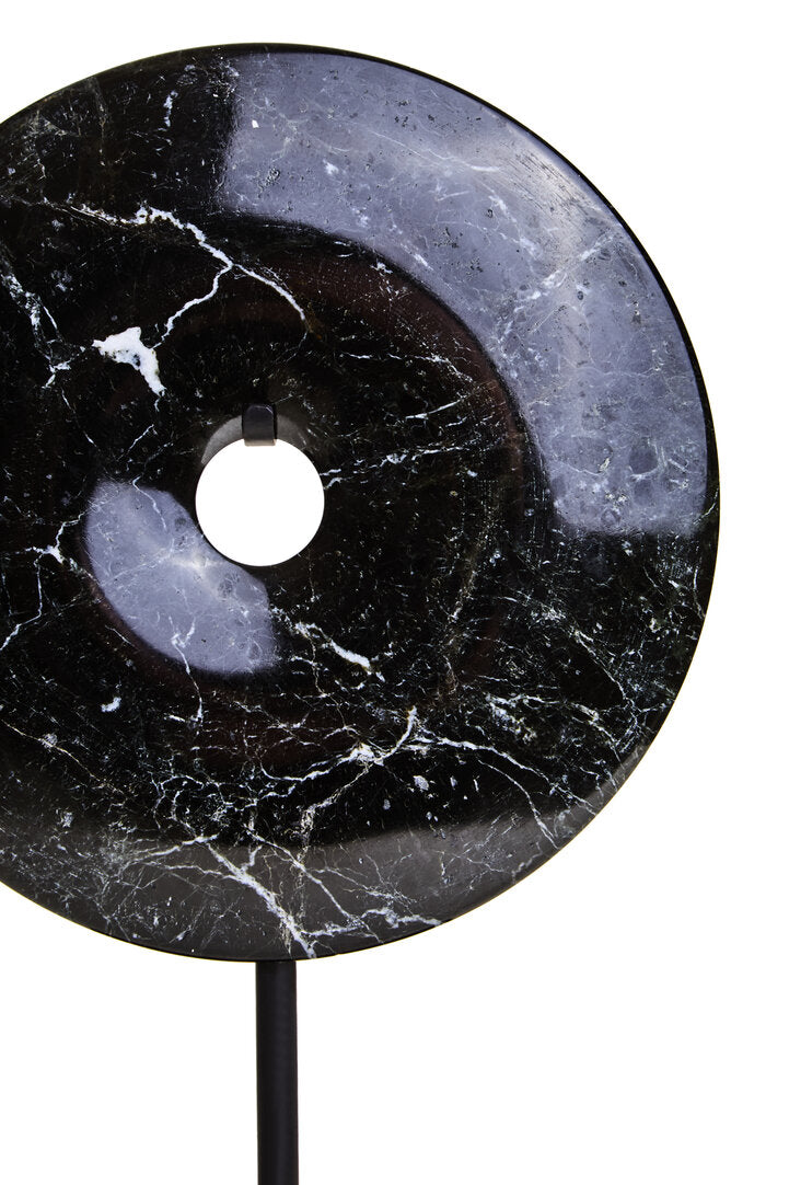 Salmo Small Black Marble Round Disc Sculpture