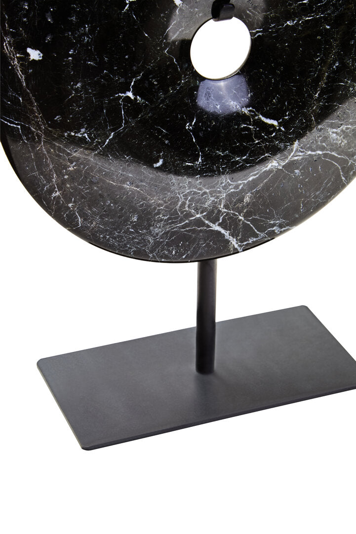 Salmo Small Black Marble Round Disc Sculpture