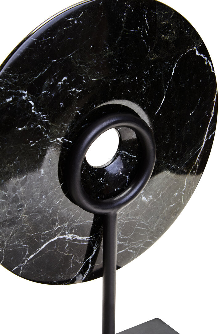 Salmo Small Black Marble Round Disc Sculpture