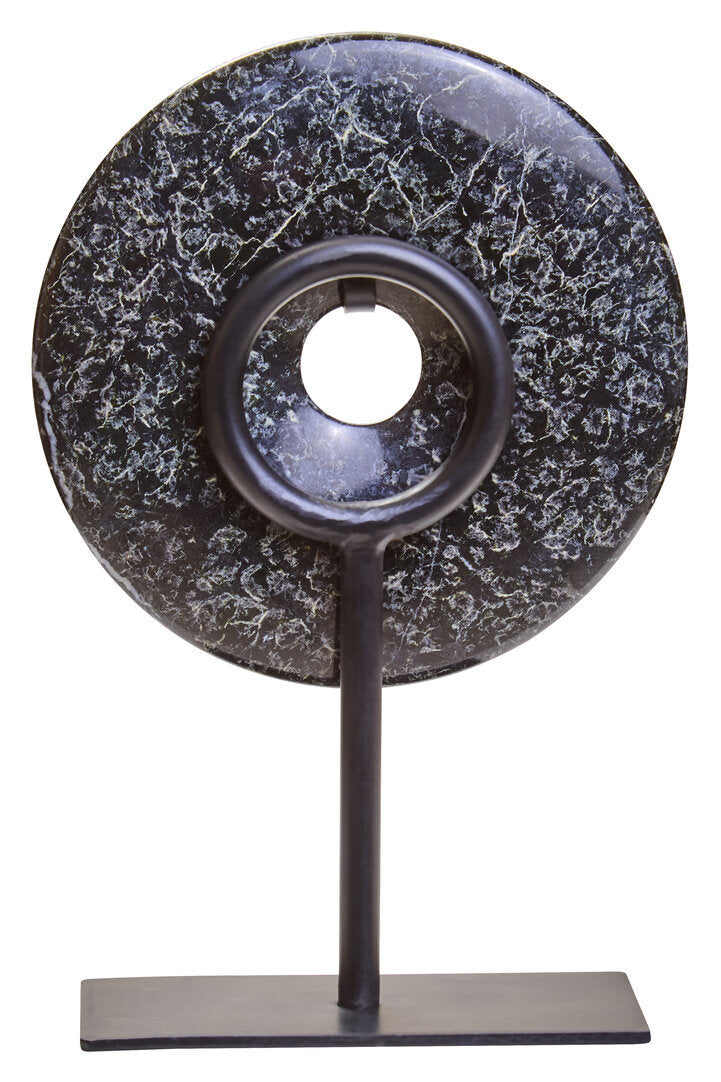 Salmo Extra Small Black Marble Round Disc Sculpture