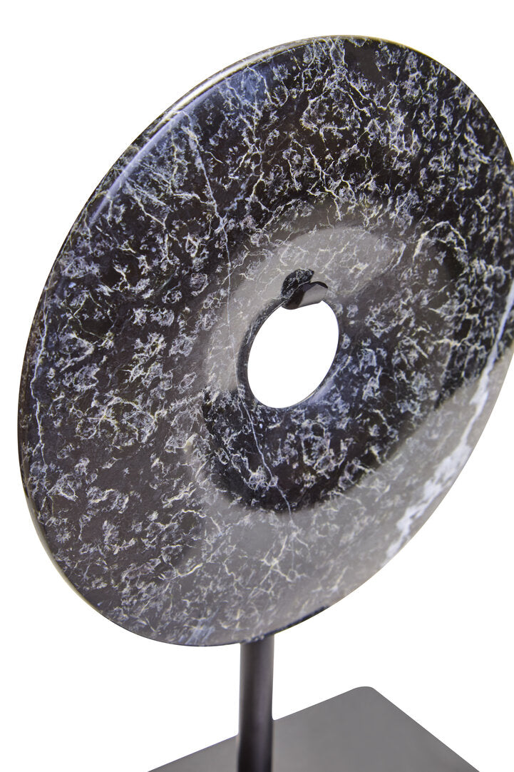 Salmo Extra Small Black Marble Round Disc Sculpture