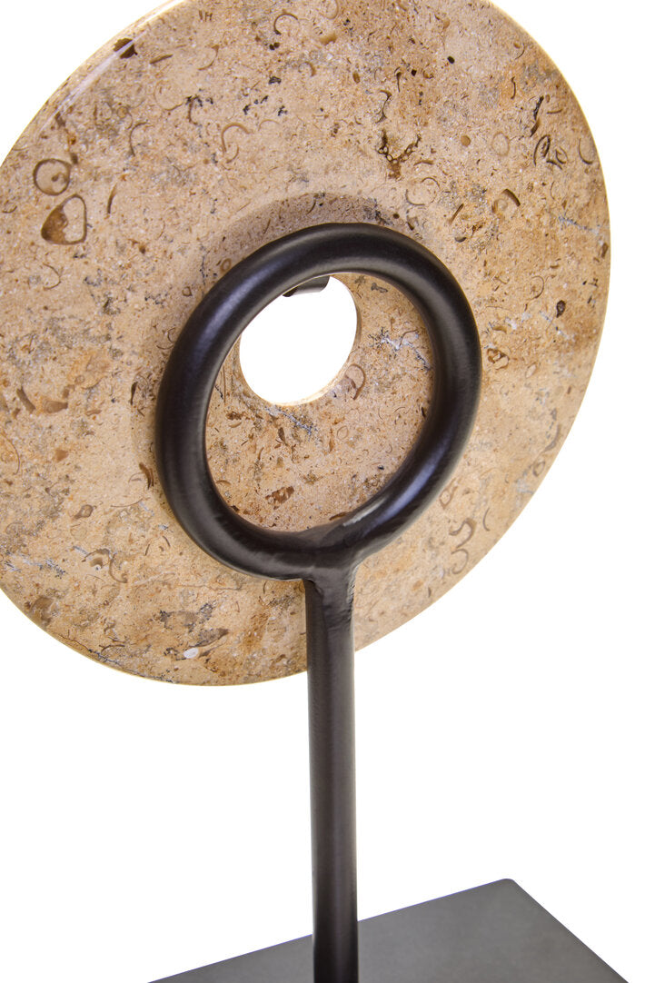 Zoro Small Natural Speckled Marble Round Disc Sculpture