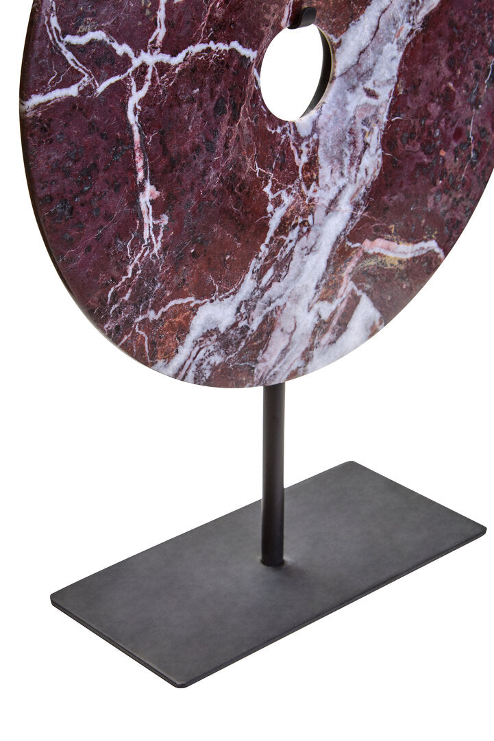 Salmo Small Red Marble Round Disc Sculpture