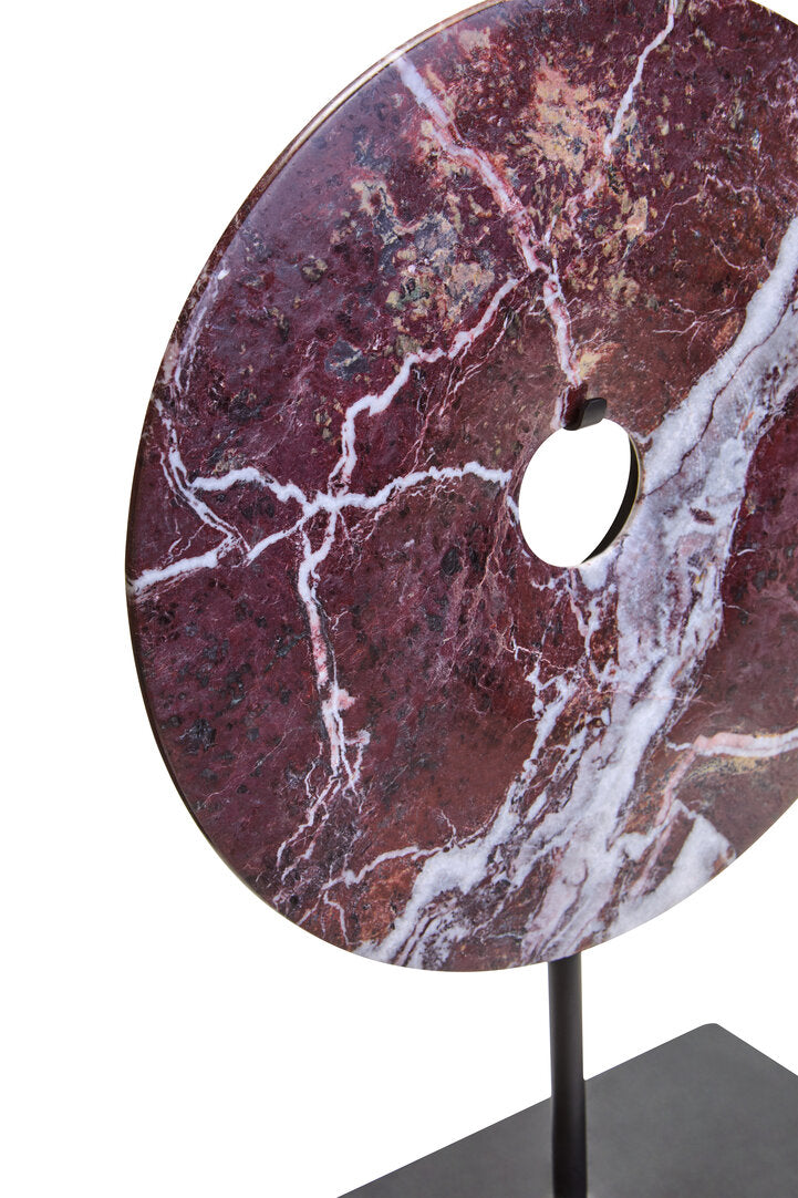 Salmo Small Red Marble Round Disc Sculpture