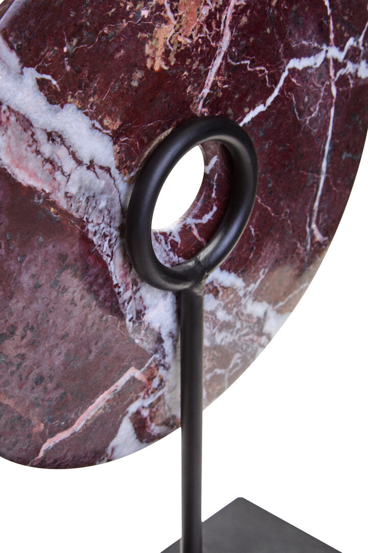 Salmo Small Red Marble Round Disc Sculpture
