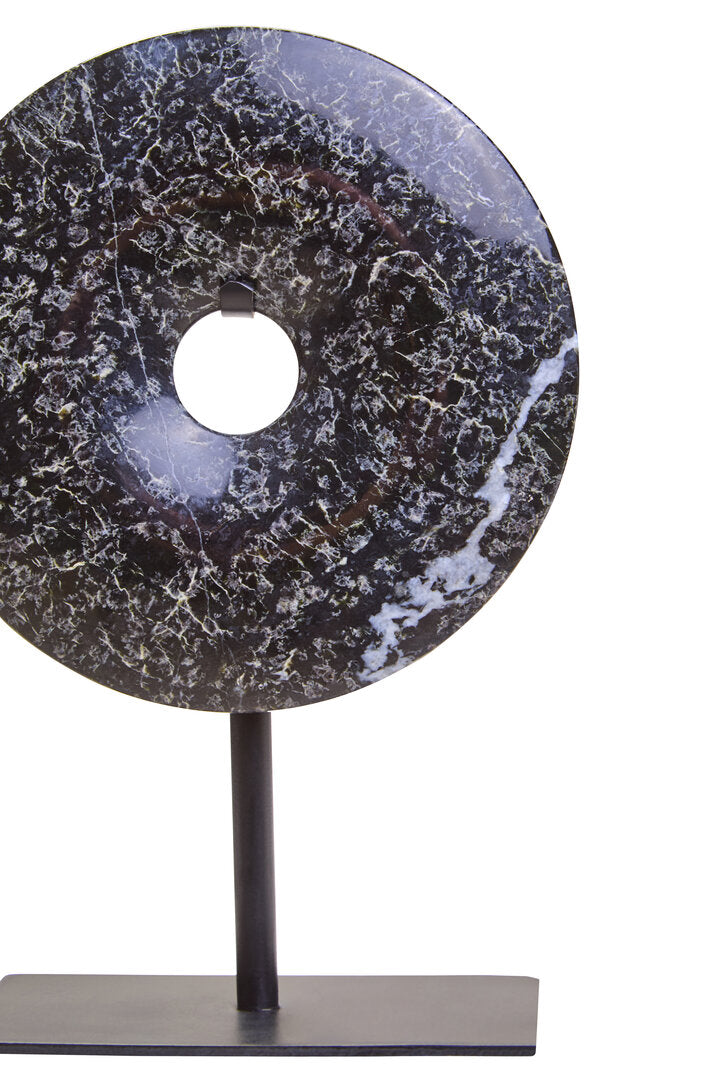 Salmo Extra Small Black Marble Round Disc Sculpture