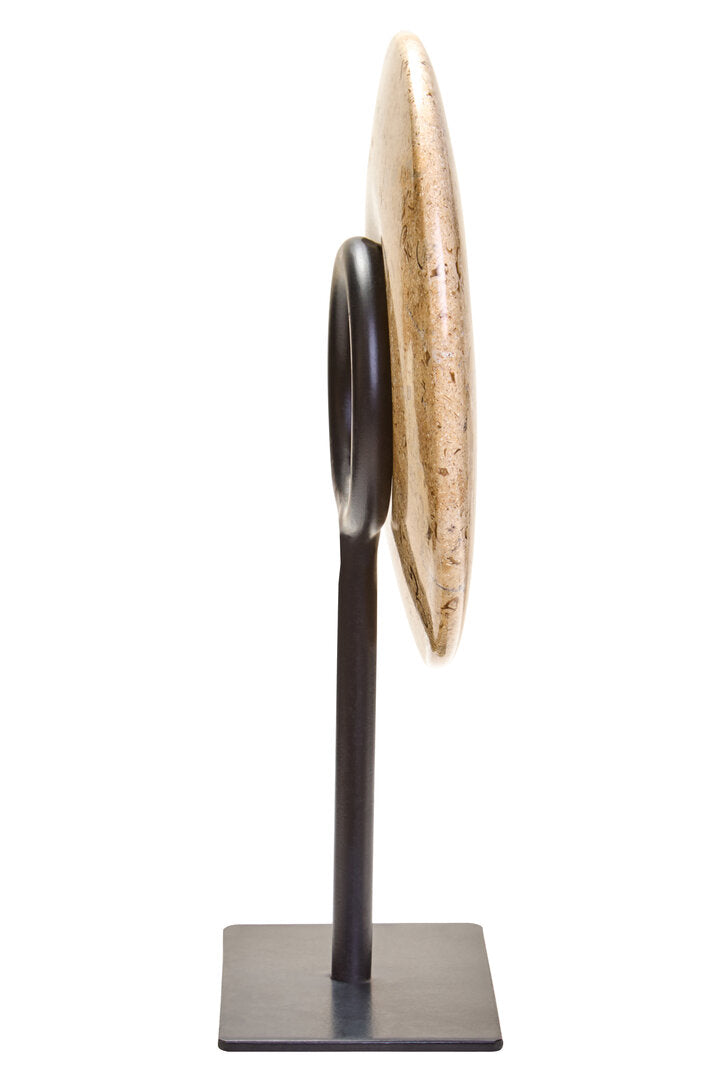 Zoro Small Natural Speckled Marble Round Disc Sculpture
