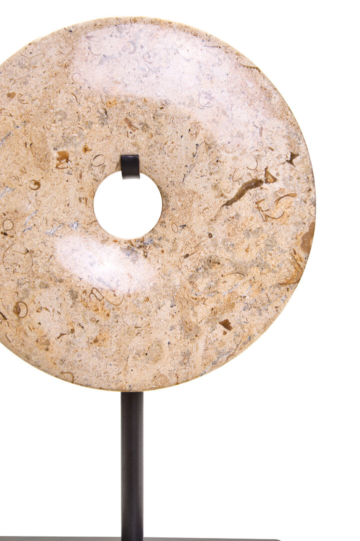 Zoro Small Natural Speckled Marble Round Disc Sculpture