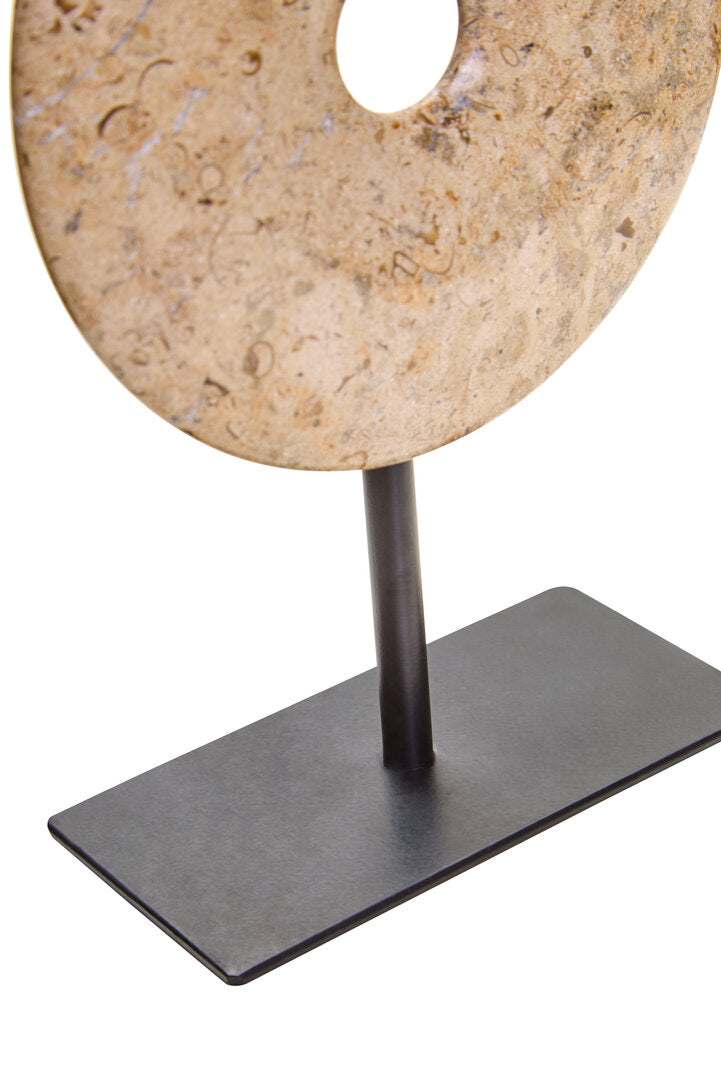 Zoro Small Natural Speckled Marble Round Disc Sculpture