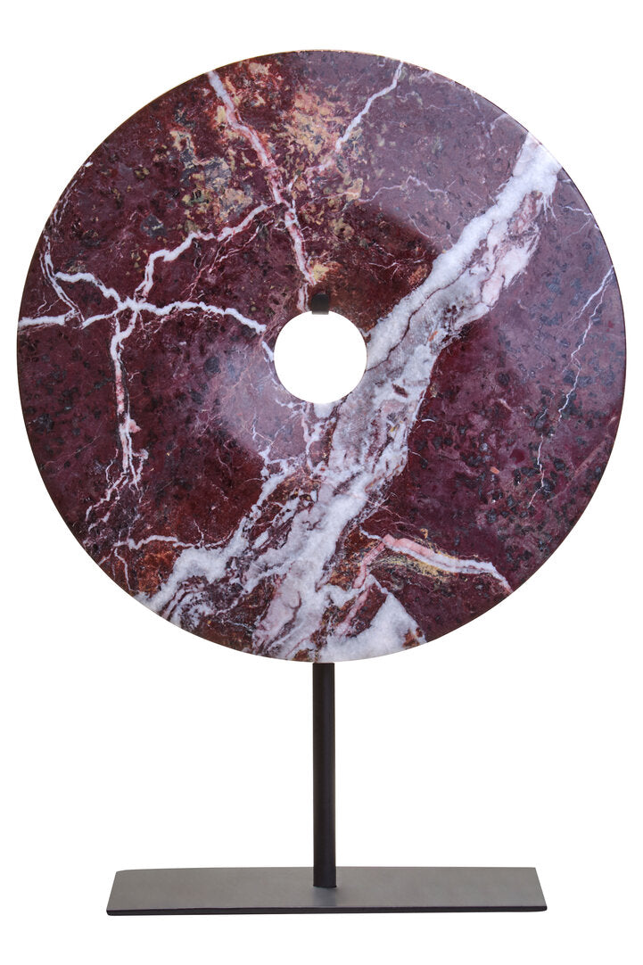 Salmo Small Red Marble Round Disc Sculpture