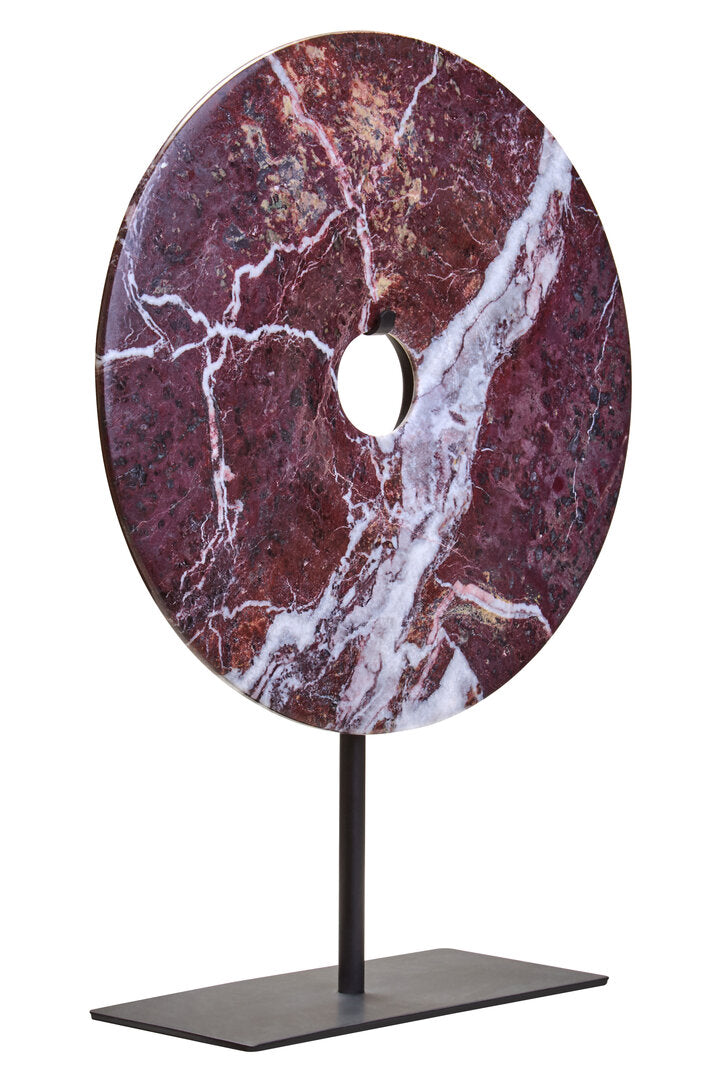 Salmo Small Red Marble Round Disc Sculpture