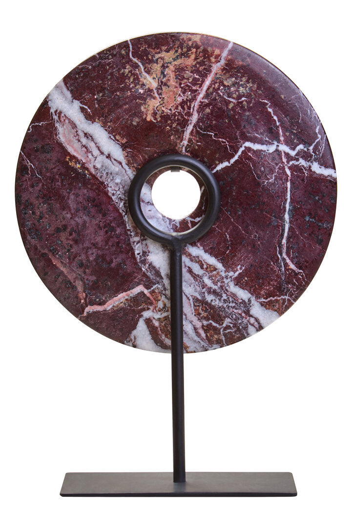 Salmo Small Red Marble Round Disc Sculpture