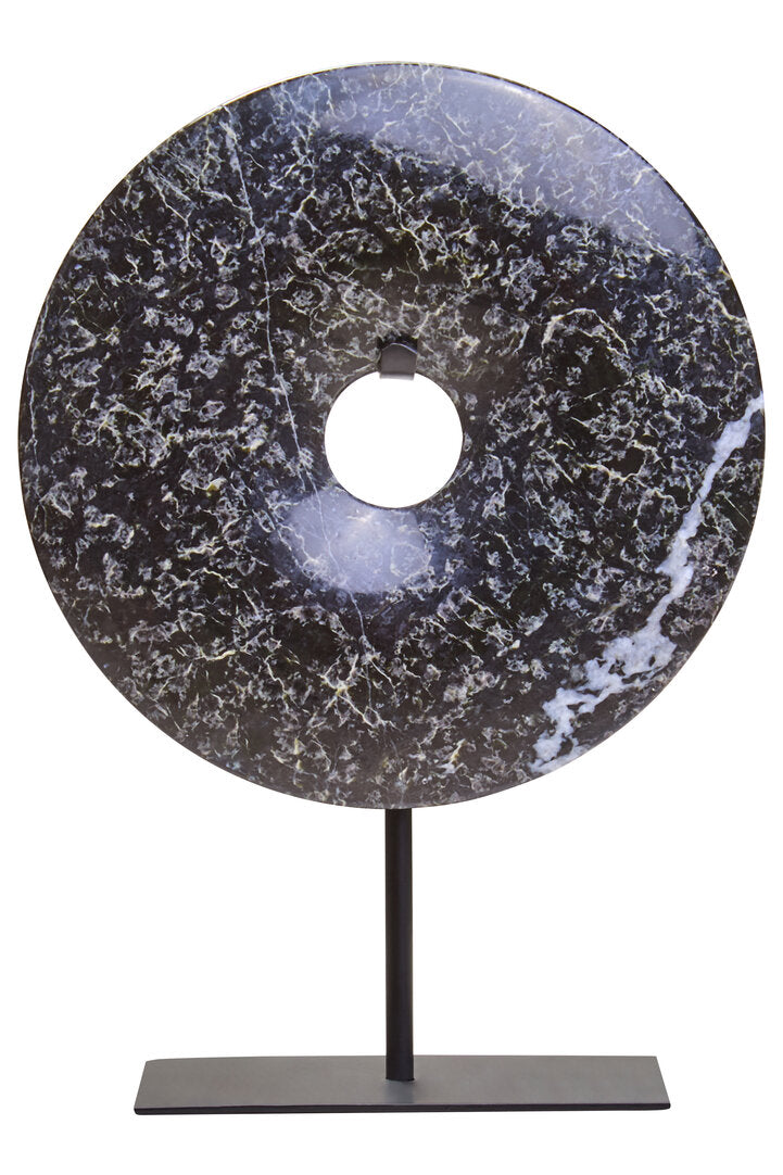 Salmo Extra Small Black Marble Round Disc Sculpture