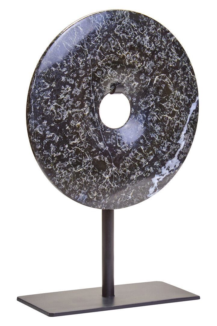 Salmo Extra Small Black Marble Round Disc Sculpture