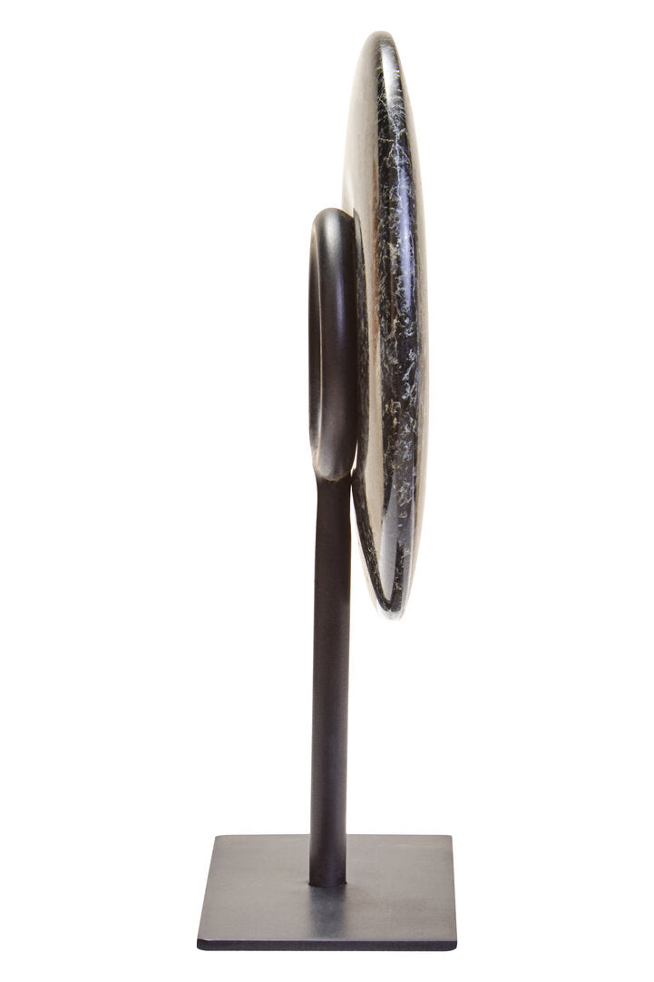 Salmo Extra Small Black Marble Round Disc Sculpture