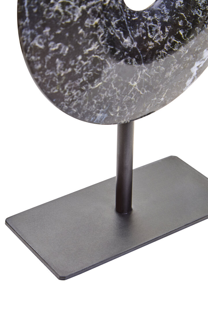 Salmo Extra Small Black Marble Round Disc Sculpture