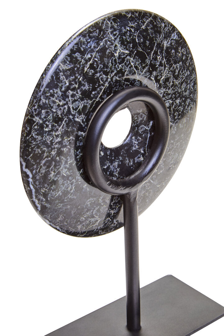 Salmo Extra Small Black Marble Round Disc Sculpture
