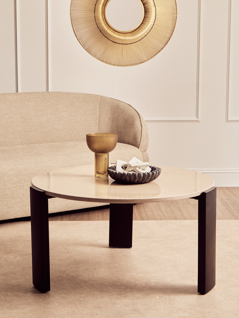 Palermo Round Cream Marble Top Large Coffee Table