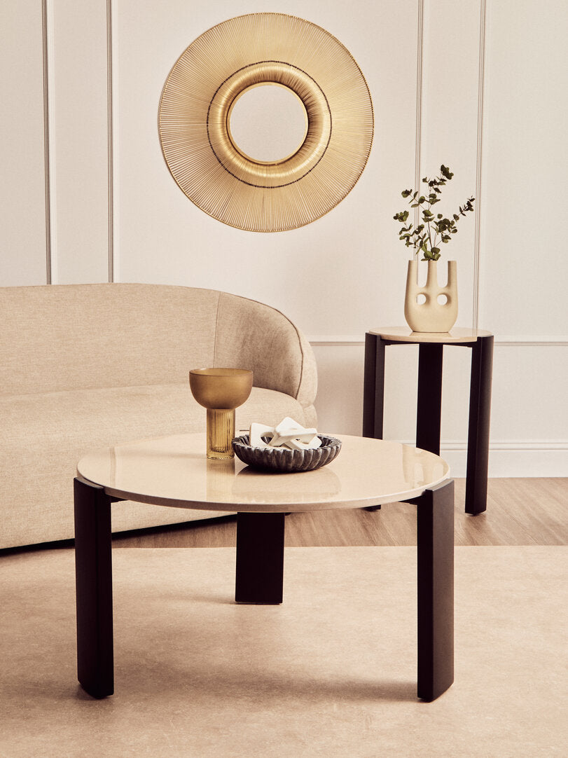 Palermo Round Cream Marble Top Large Coffee Table
