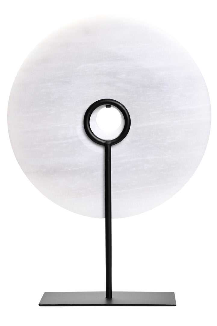 Zoro Large Round Grey Marble Disc Sculpture