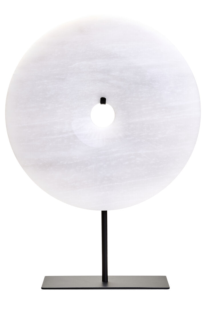Zoro Large Round Grey Marble Disc Sculpture